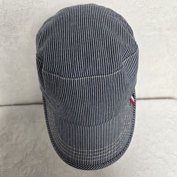 Basiquenti Blue White Striped Train Conductor Hat Lined Double Button TokyoJapan - Picture 7 of 10